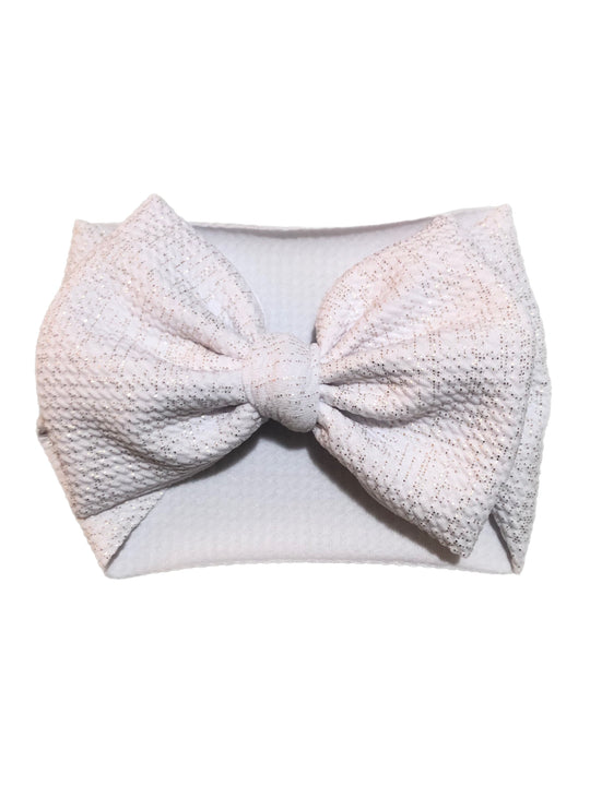 White shimmer classic bow