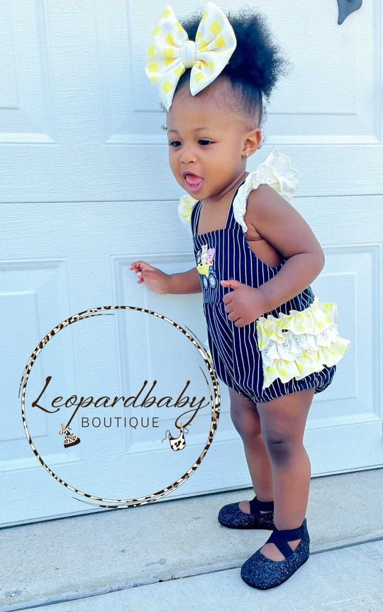 Farm animal stripe romper