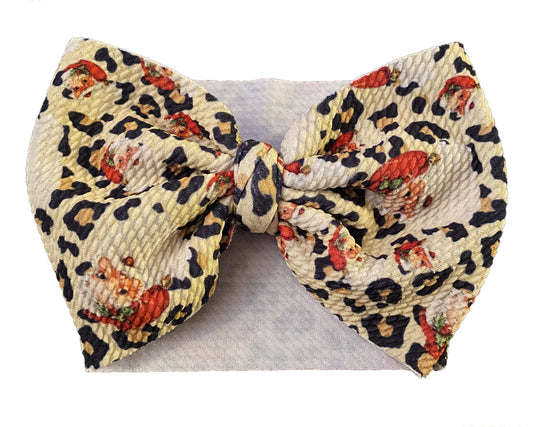 Handmade Leopard Santa Bow