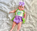 Purple Lucky Charm romper