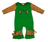 Green and leopard shamrock romper