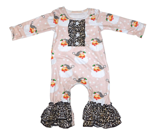 Vintage Santa leopard romper