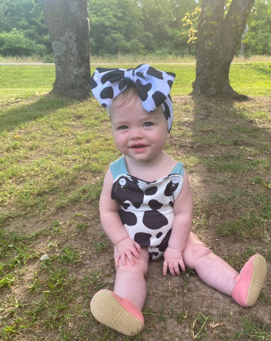 Cow Romper only With Mint Straps