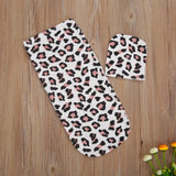 Leopard Cocoon Swaddle and hat set