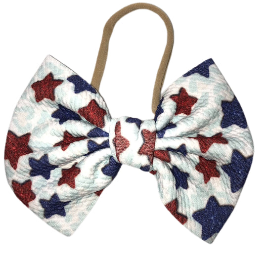 Blue cheetah stars nylon bow
