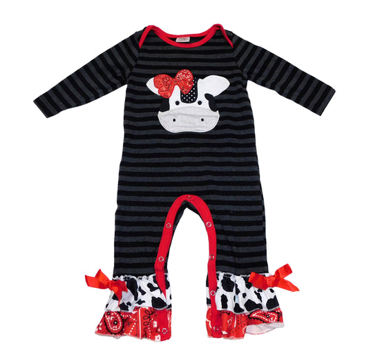 Black Cow stripe romper