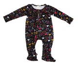 Black XOXO Love footie sleeper