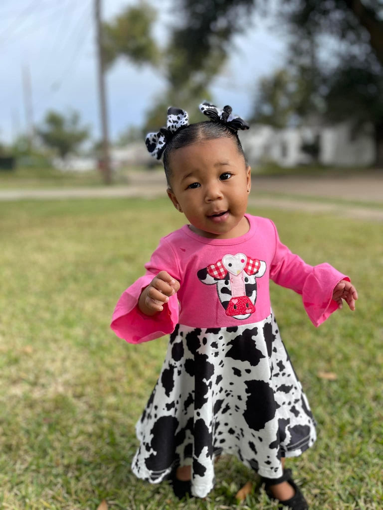 Pink Heart Cow Dress – Leopardbaby Boutique Pink Heart Cow Dress – Leopardbaby Boutique