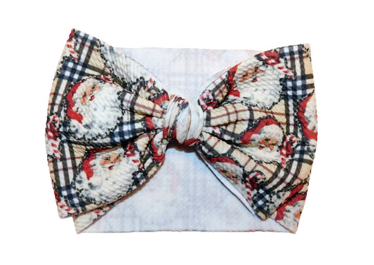 Handmade Santa Plaid Headband bow