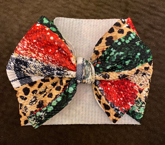 Handmade Brush Stroke Christmas Headband Bow