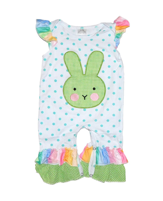 Polka Dot Bunny Appliqué Romper
