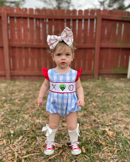 Blue Baseball romper