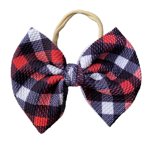 Red and Black Plaid Nylon Bow