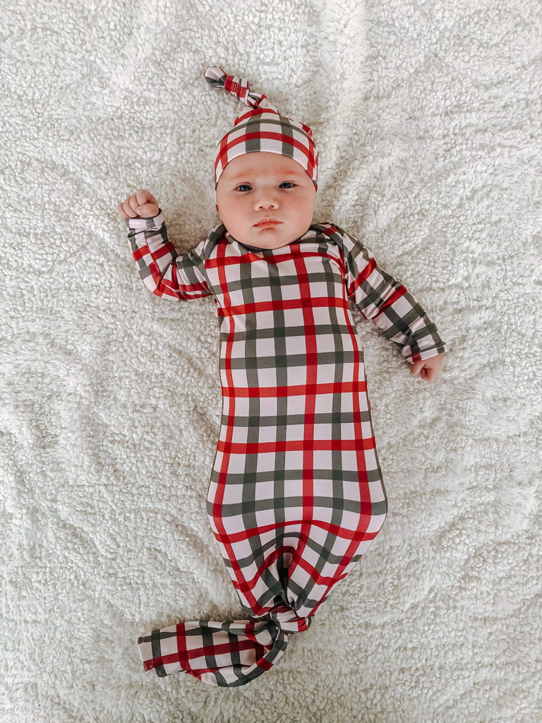 Christmas plaid gown and hat set