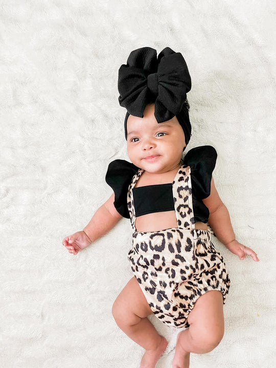 Leopard flutter sleeve romper