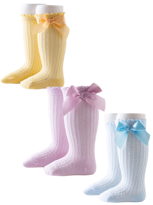 Top ruffle Knee socks with bow