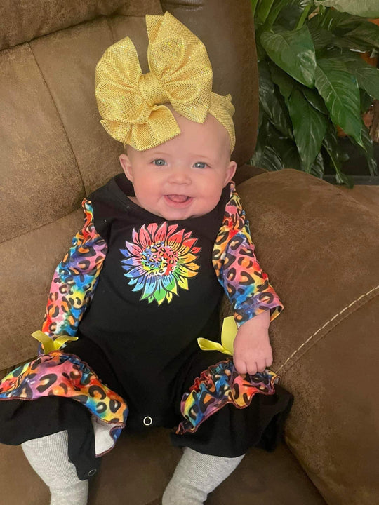 Tie dye Leopard Sunflower romper