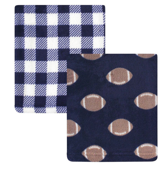 Hudson baby silky plush blanket 2 Pk - football