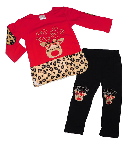 Two piece leopard reindeer set