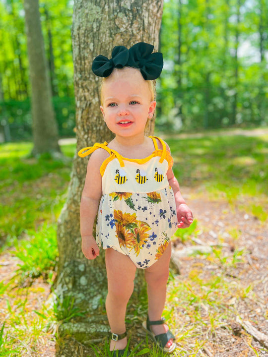 Floral bee tie Romper