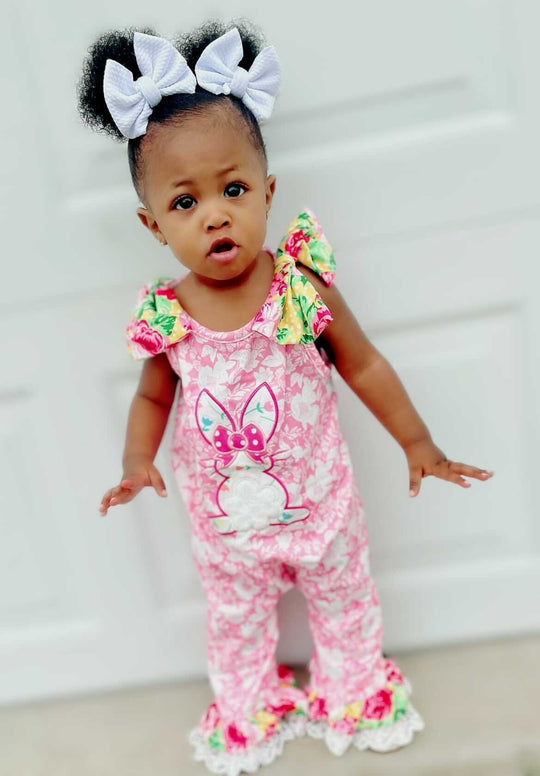 Pink Floral Bunny romper