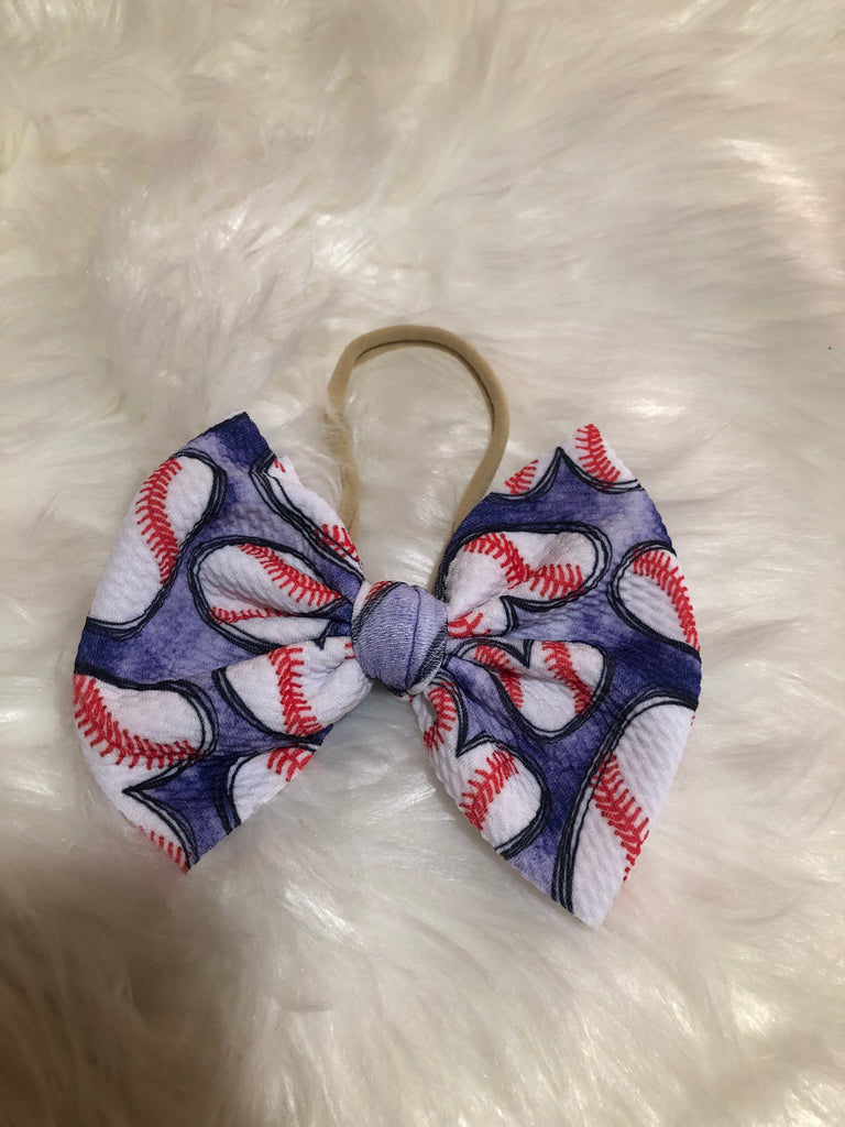 Blue baseball nylon bow