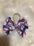 Blue baseball nylon bow