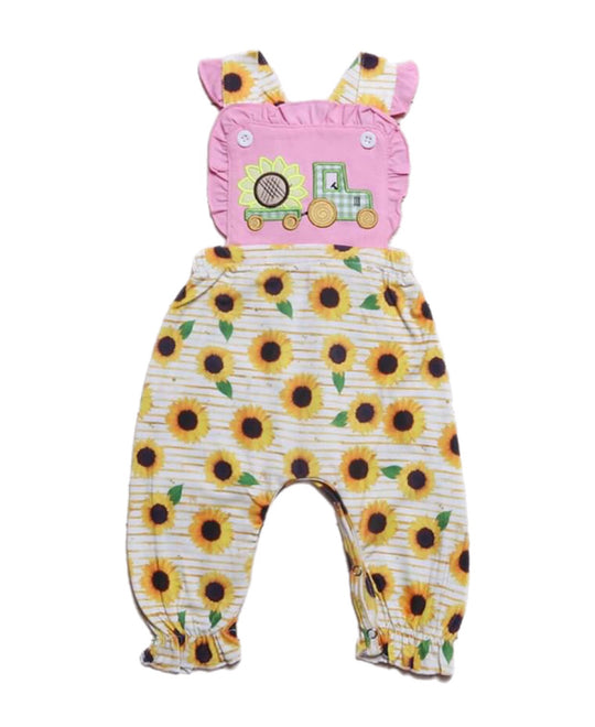 Sunflower tractor romper