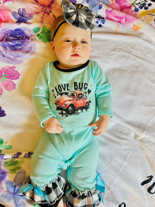 Blue Love bug romper