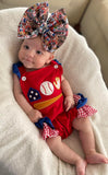 Red Baseball Ruffle romper