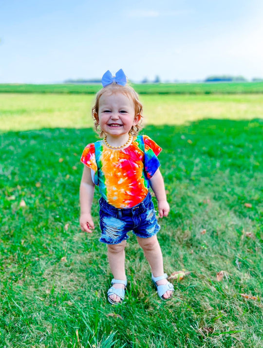 Tie dye flutter sleeve leo