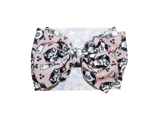 Retro Cow & Milk Bow
