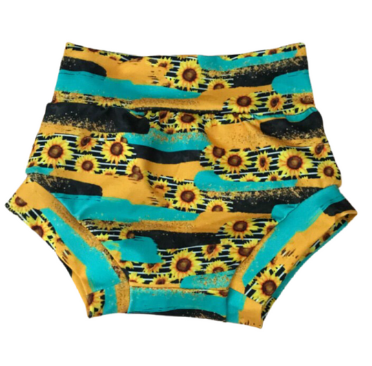 Sunflower and Turquoise brushstroke bummies