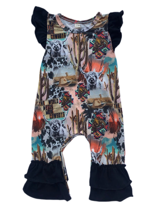 Western collage Ruffle romper