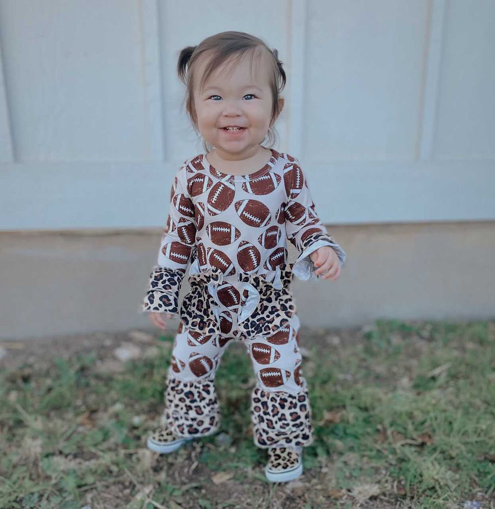 Leopard Football romper with pockets