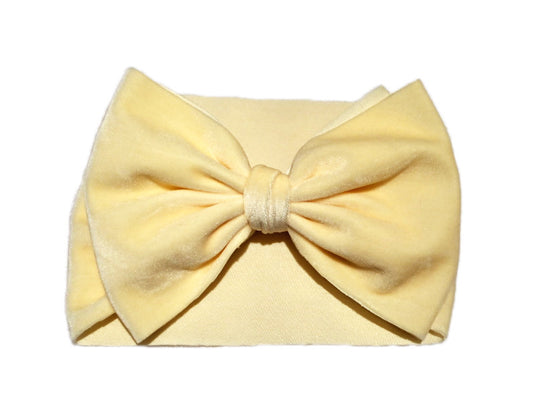 Buttercream Velvet Headband Bow