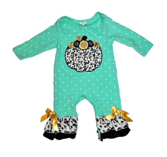 Mint and Leopard Pumpkin Romper