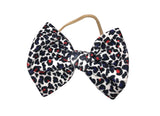 Red white and blue leopard nylon bow