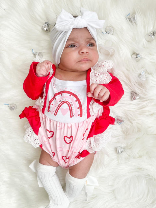 Red and Pink hearts romper