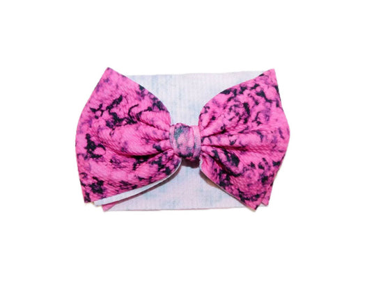 Pink Marble Headband Bow