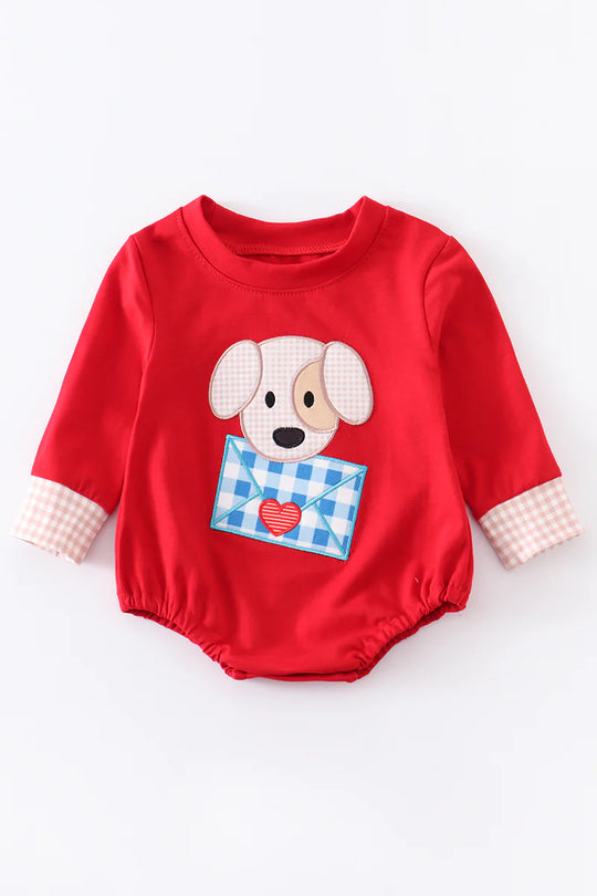 Red Valentine’s dog romper